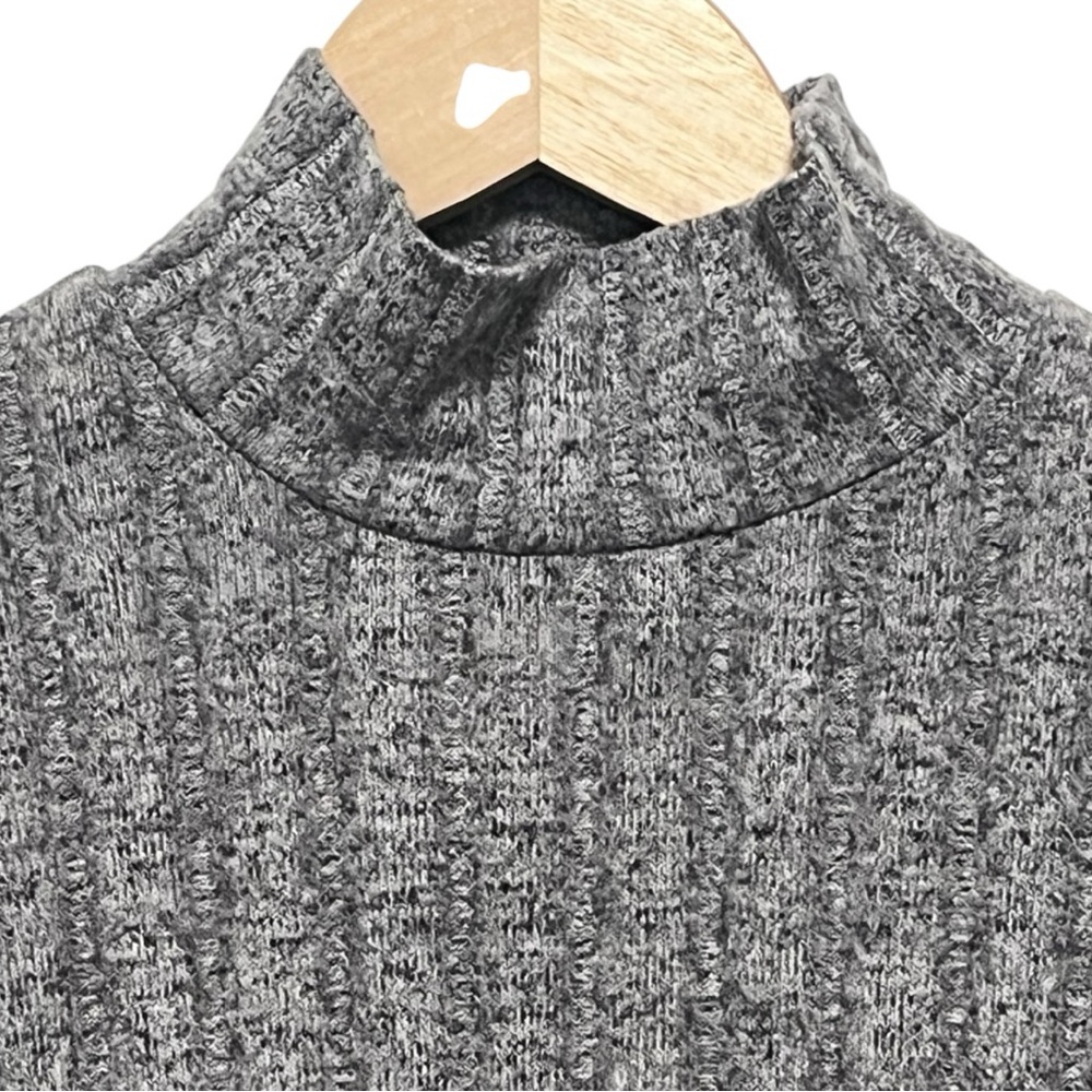 Anthropologie Eri & Ali Mock Neck Ribbed  Sweater Gray Women's Sweater Size XS - Picture 5 of 8